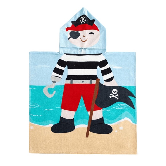 American Kids Pirate Hooded Beach and Bath Poncho Towel - Picture 1 of 6